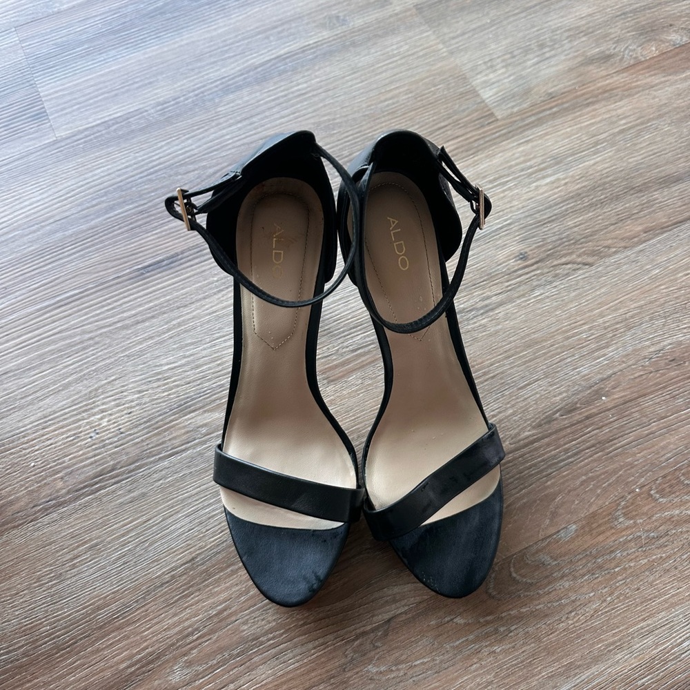 Aldo Black Women's Pumps, open toe with ankle strap, high heels